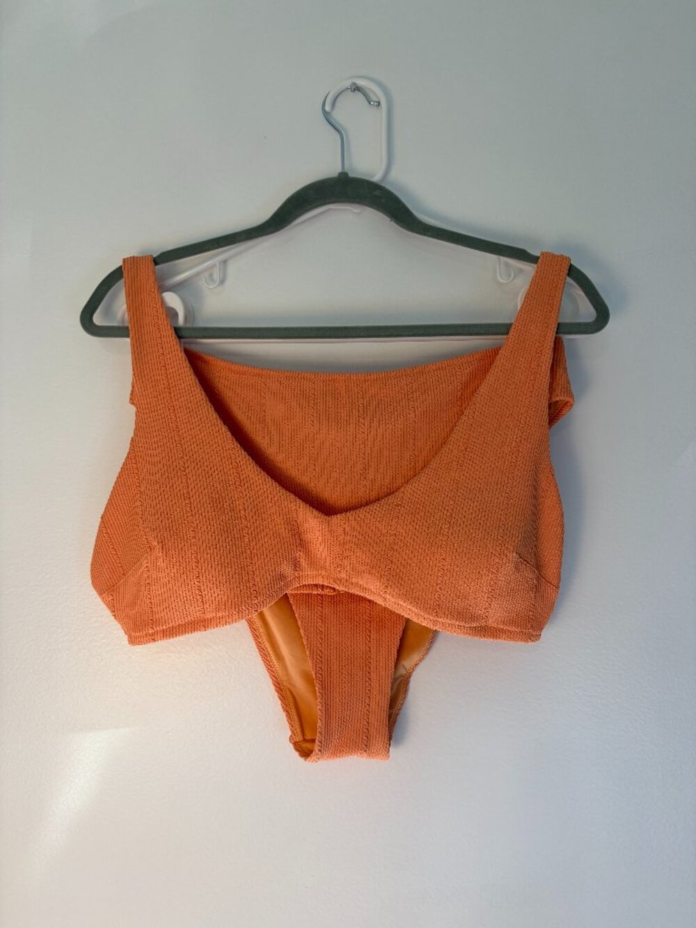 Aerie Light Orange Scoop Neck High Cut High Rise Two-Piece Swimsuit